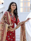 Red Colour Rayon Print With Thread Work Kurti With Pant Dupatta Aaradhna 2028 Wholesale Price In Surat